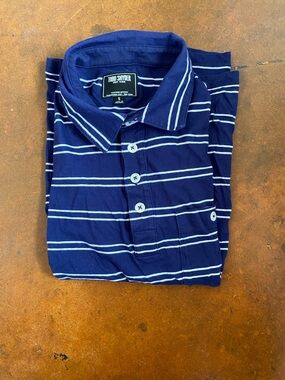 Todd Snyder Navy and White Striped Polo Small S